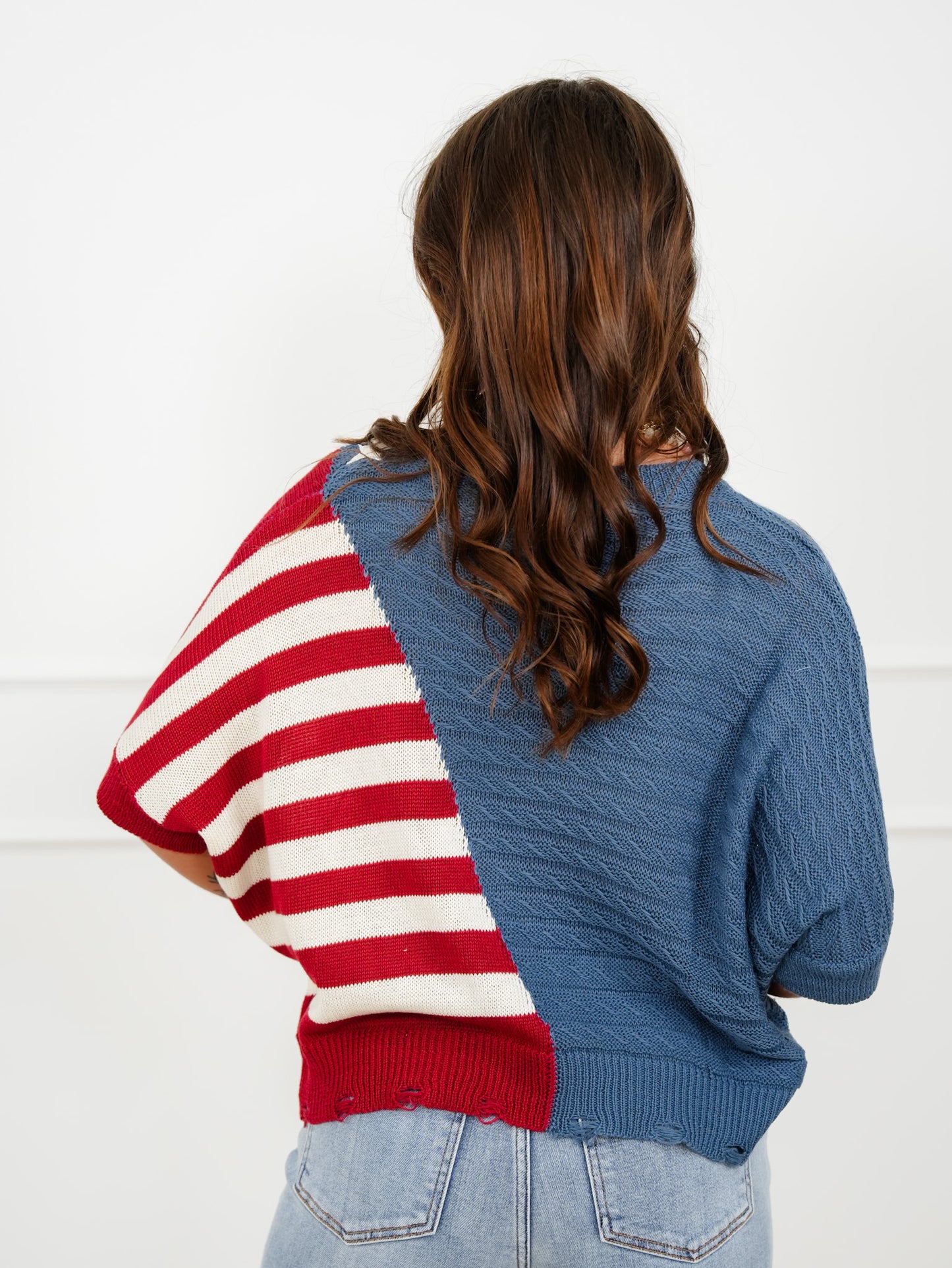 Knit Short Sleeve American Flag Top