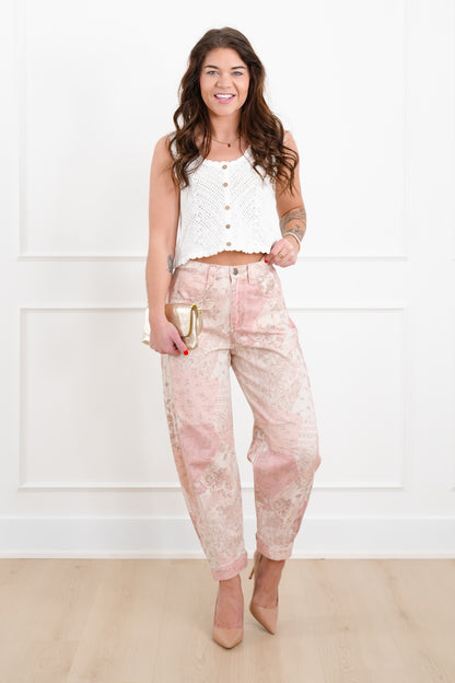 Crochet Sleeveless Tank Top with Button Accent