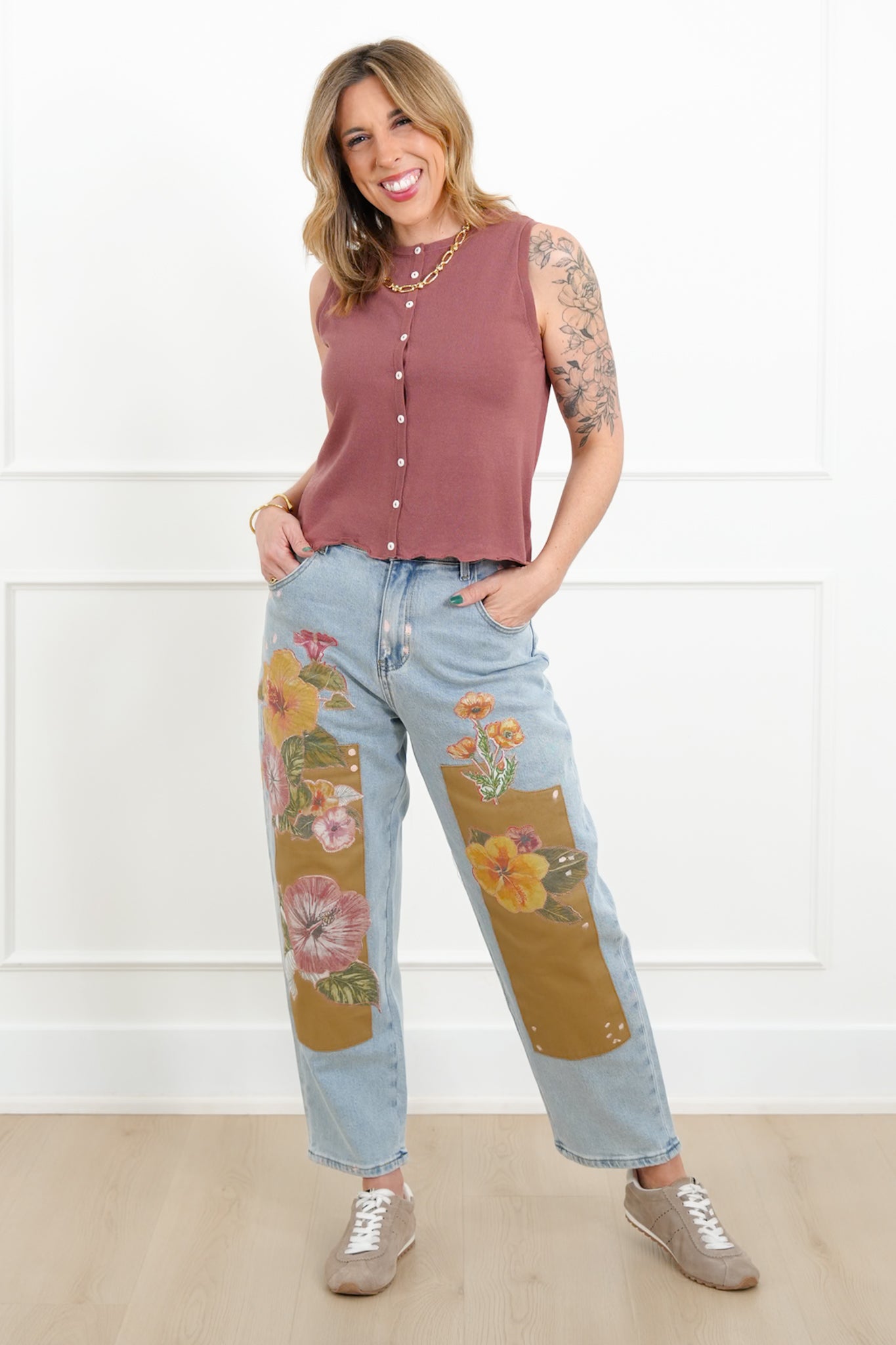 Knit Sleeveless Button Down Top