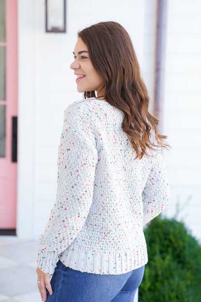 Popcorn Long Sleeve Boat Neck Pullover Sweater