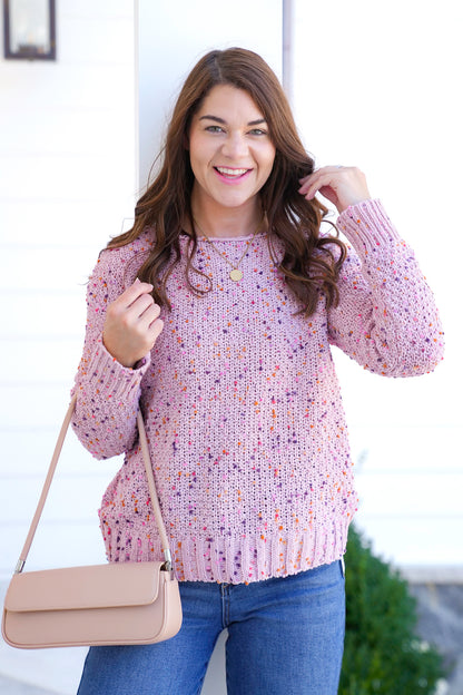 Popcorn Long Sleeve Boat Neck Pullover Sweater