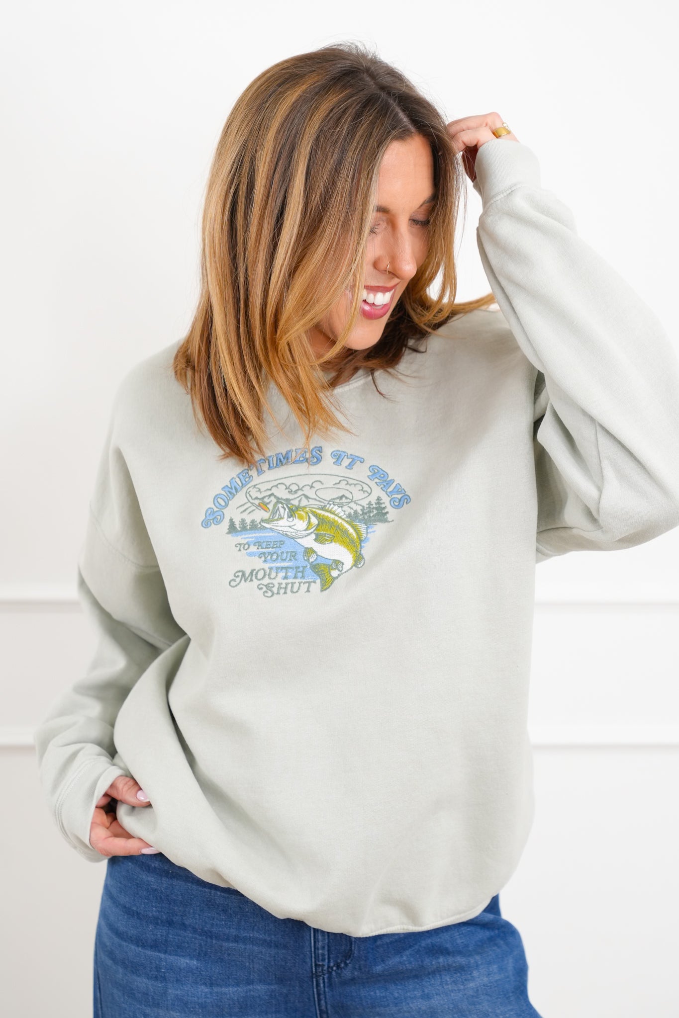 Long Sleeve "Sometimes It Pays" Graphic Pullover Sweatshirt