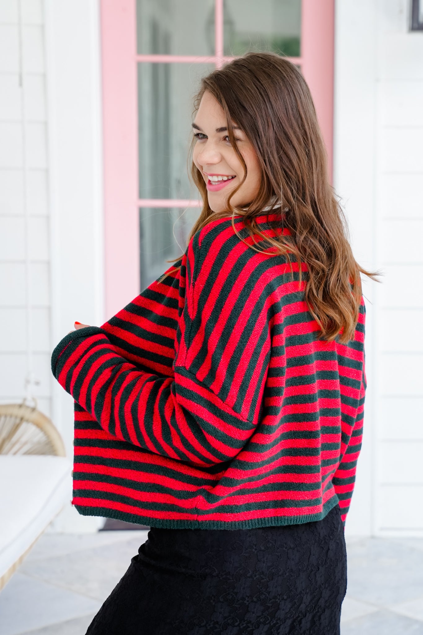 Stripe Long Sleeve Button Down Cardigan