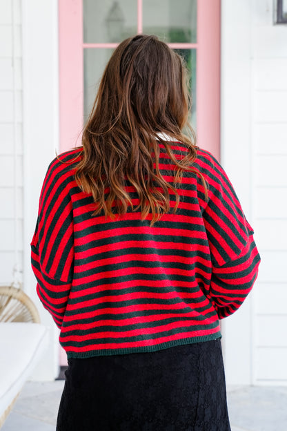 Stripe Long Sleeve Button Down Cardigan