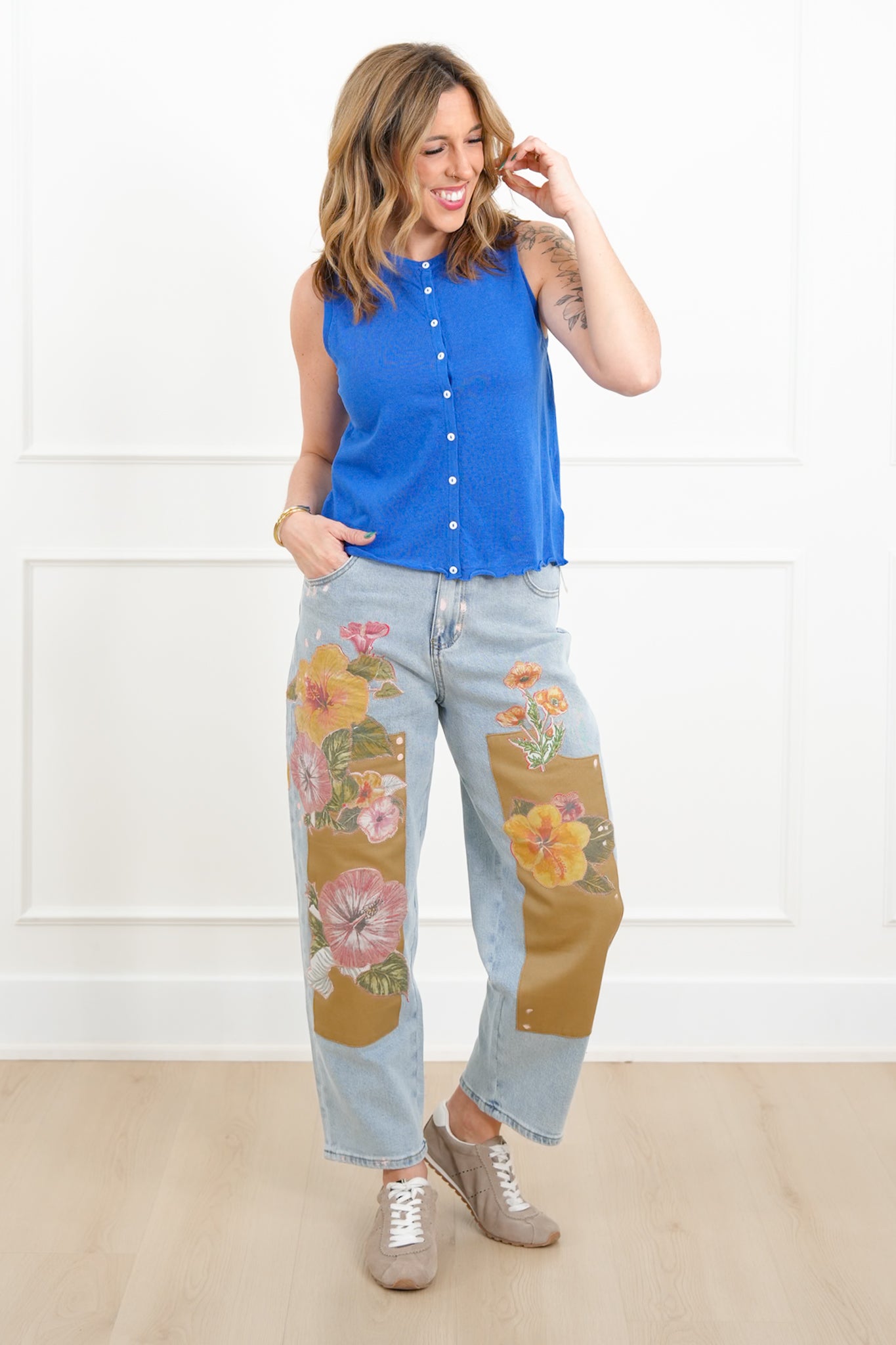 Knit Sleeveless Button Down Top