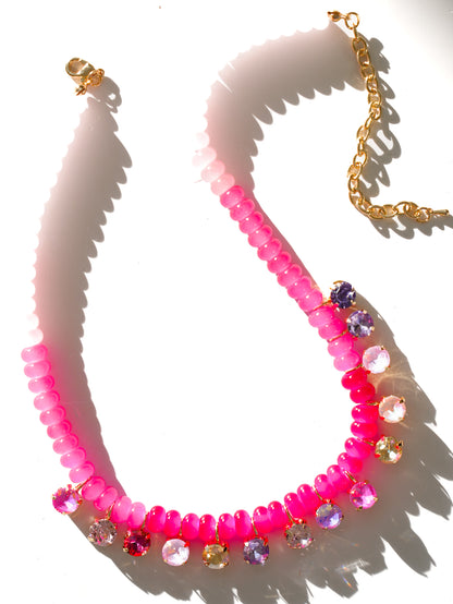 Color-Gradient Bead and Crystal Necklace - Freckled Poppy
