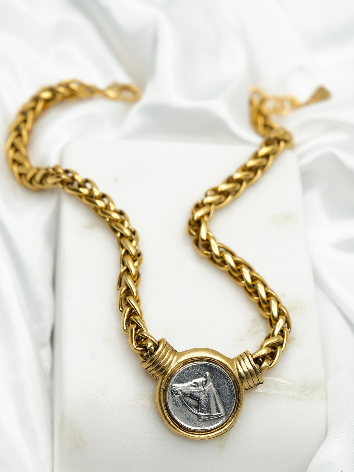 Yochi Horse Head Coin Pendant Necklace