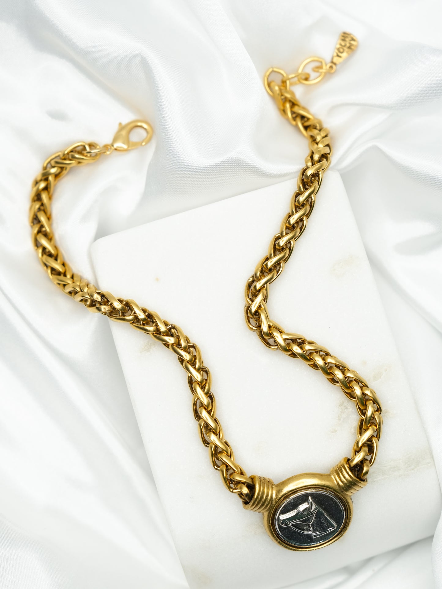 Yochi Horse Head Coin Pendant Necklace