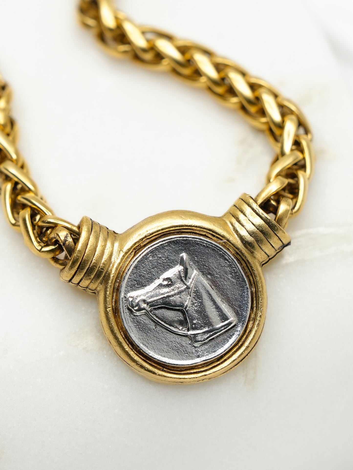 Yochi Horse Head Coin Pendant Necklace