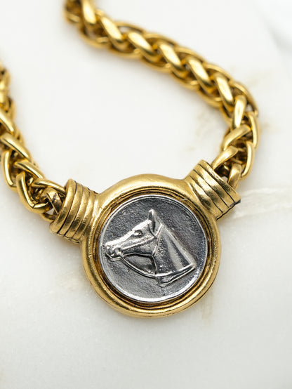 Yochi Horse Head Coin Pendant Necklace
