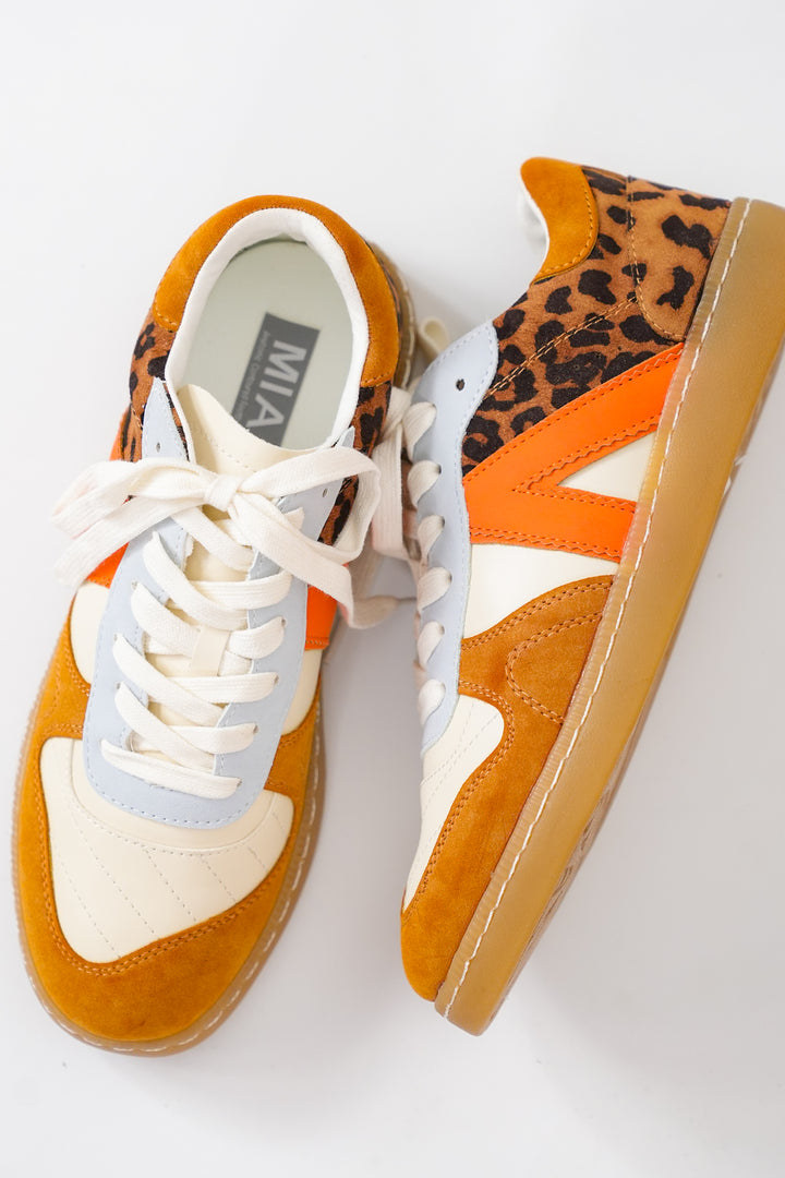 MIA Low Top Sneaker with Suede and Leopard Print Detailing