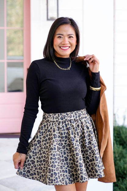 Solid Long Sleeve Mock Neck Top