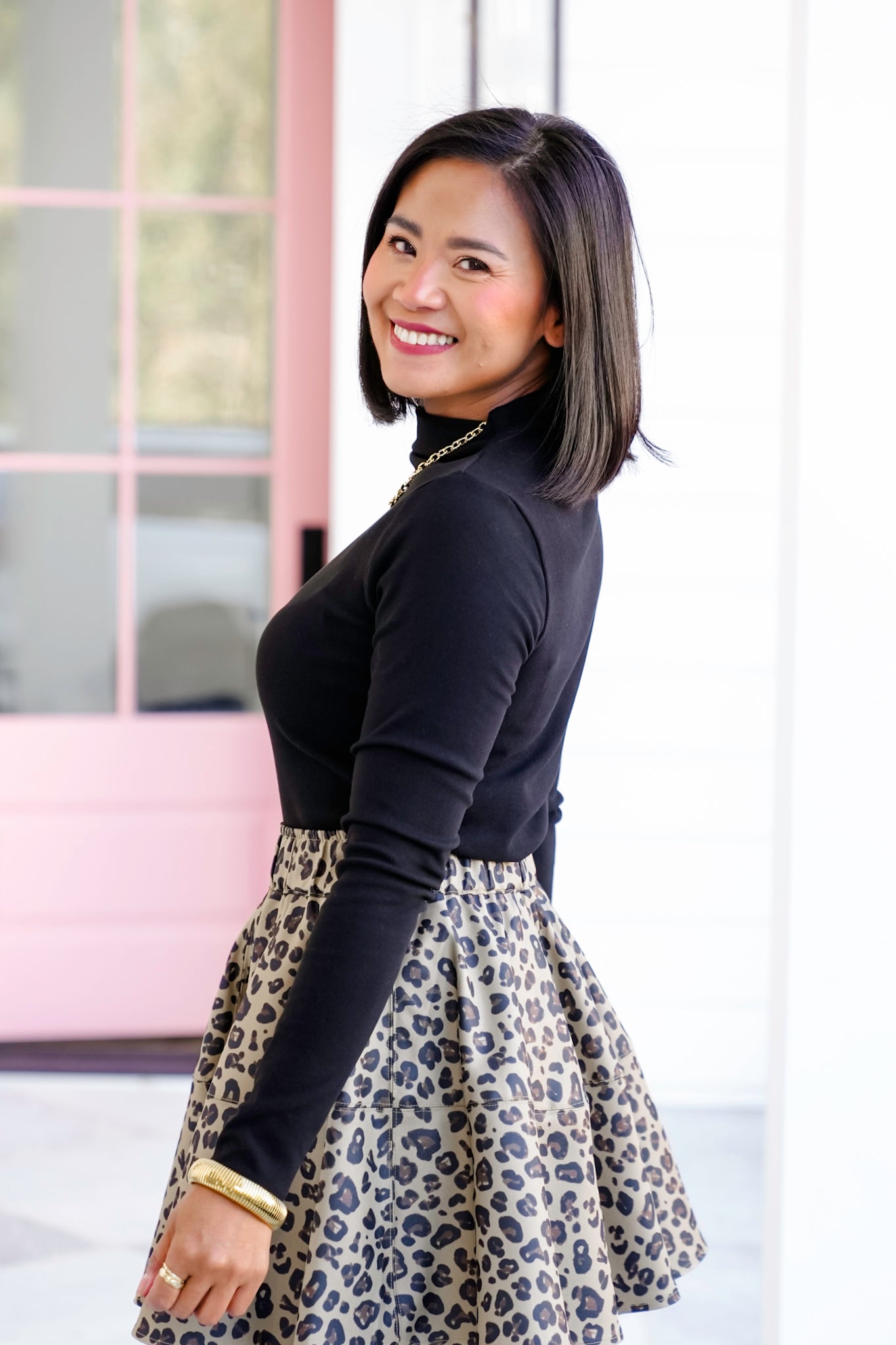 Solid Long Sleeve Mock Neck Top