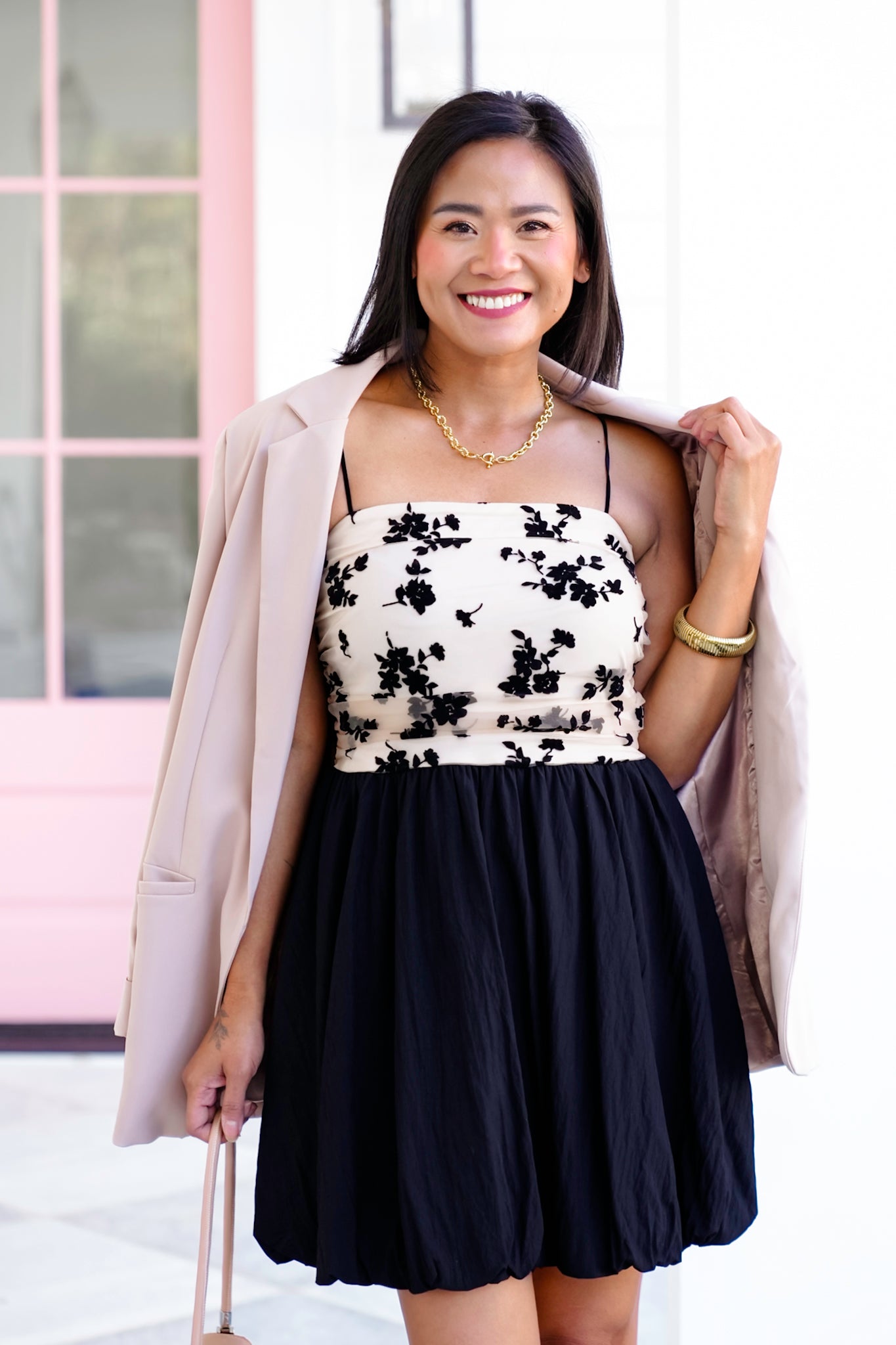 Sleeveless Floral Print Bubble Mini Dresses