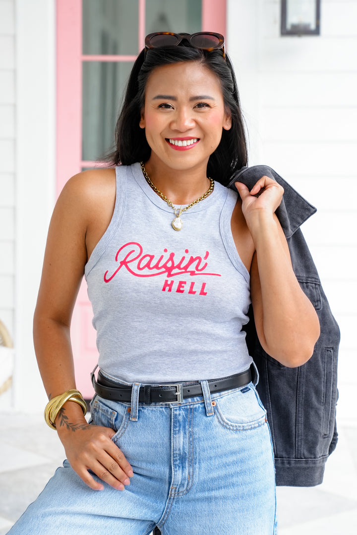 Plus/Reg Sleeveless "Raisin Hell" Tank Top