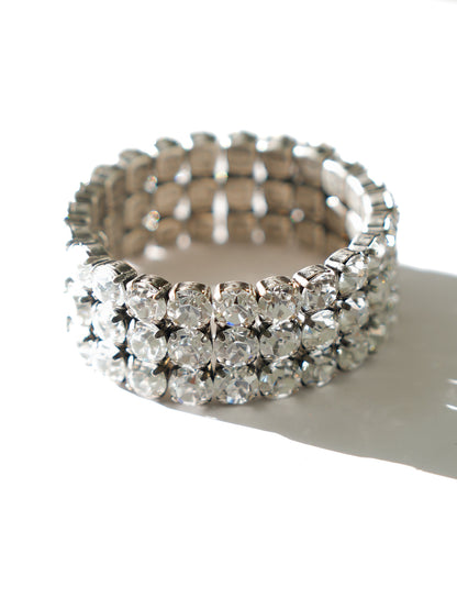 TOVA Olivia 3 Strand Stretch Bracelet in Antique Silver Clear