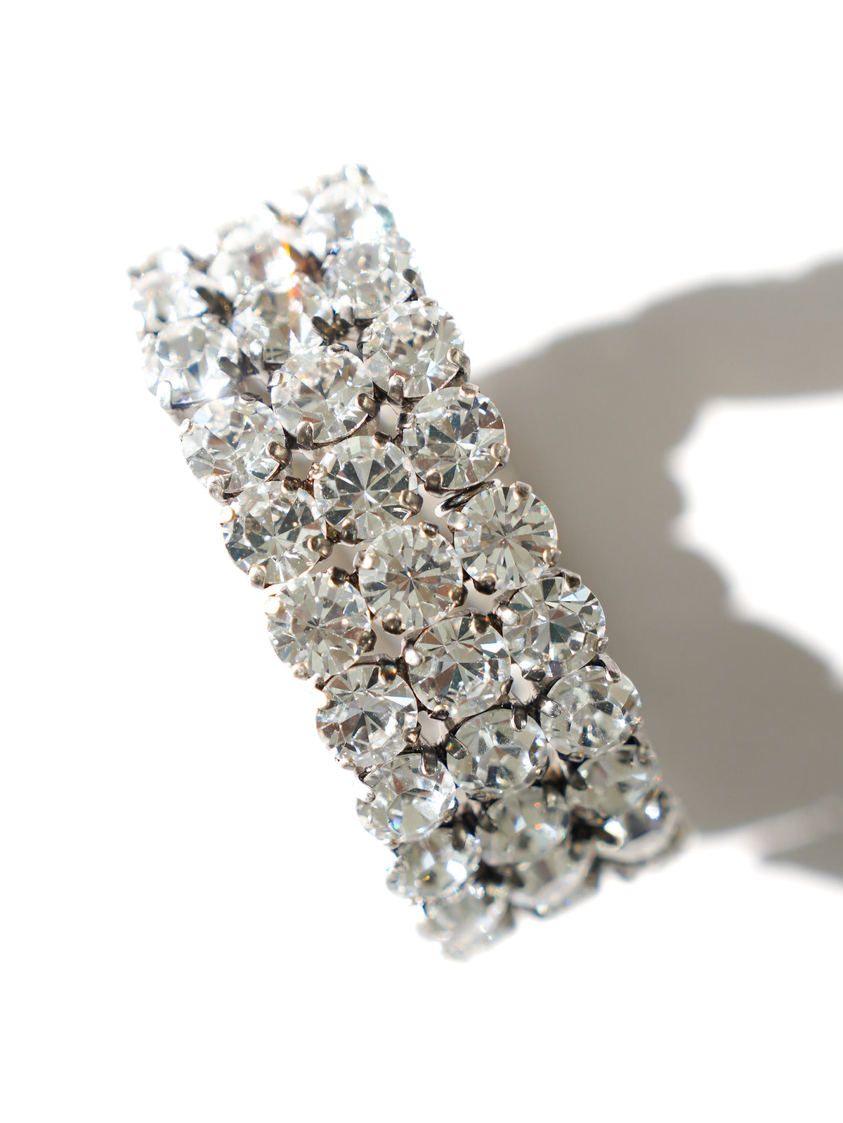 TOVA Olivia 3 Strand Stretch Bracelet in Antique Silver Clear