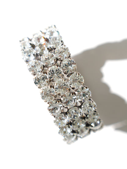 TOVA Olivia 3 Strand Stretch Bracelet in Antique Silver Clear