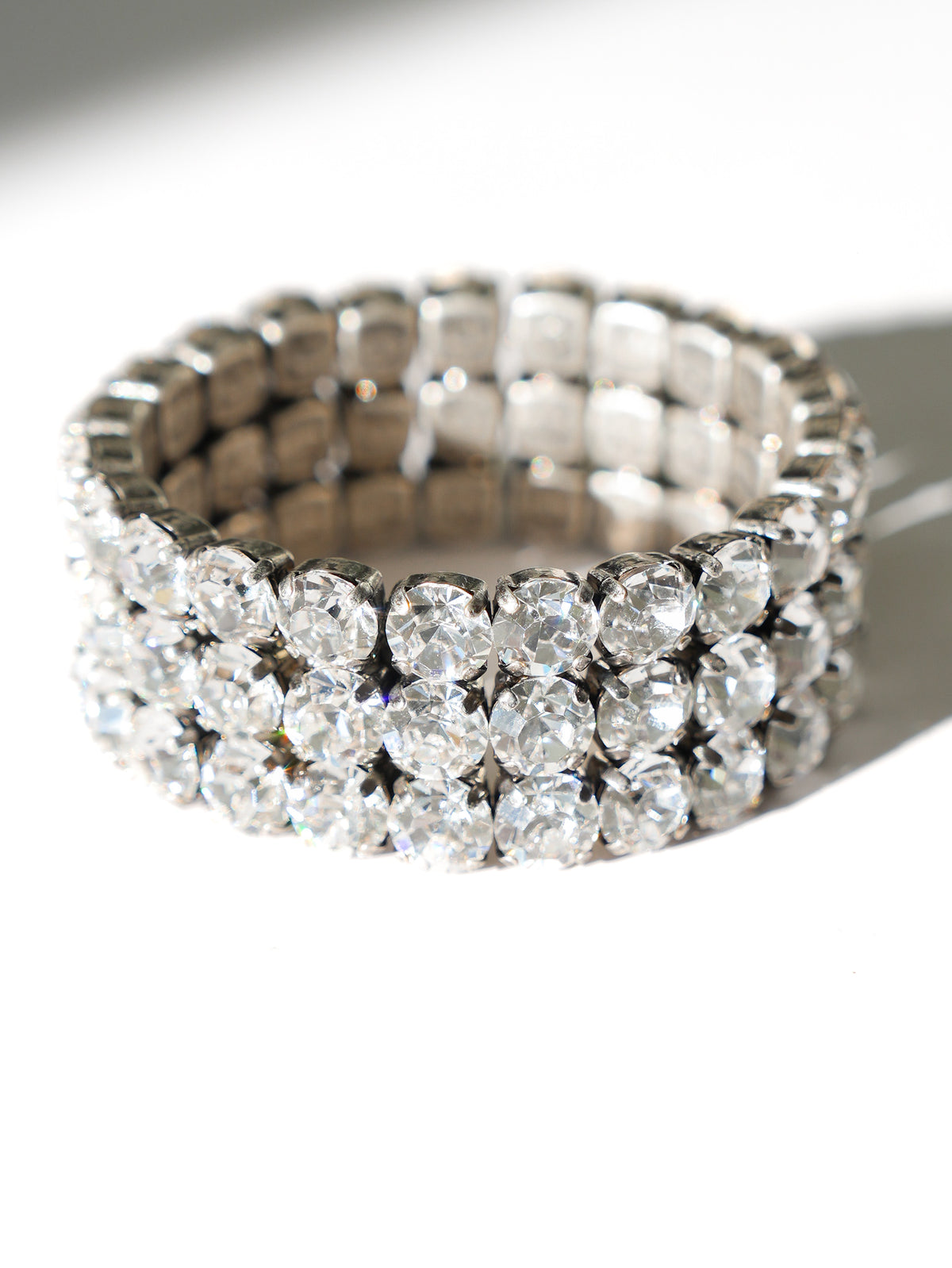 TOVA Olivia 3 Strand Stretch Bracelet in Antique Silver Clear