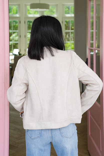 Color Block Long Sleeve Zip Up Moto Jacket