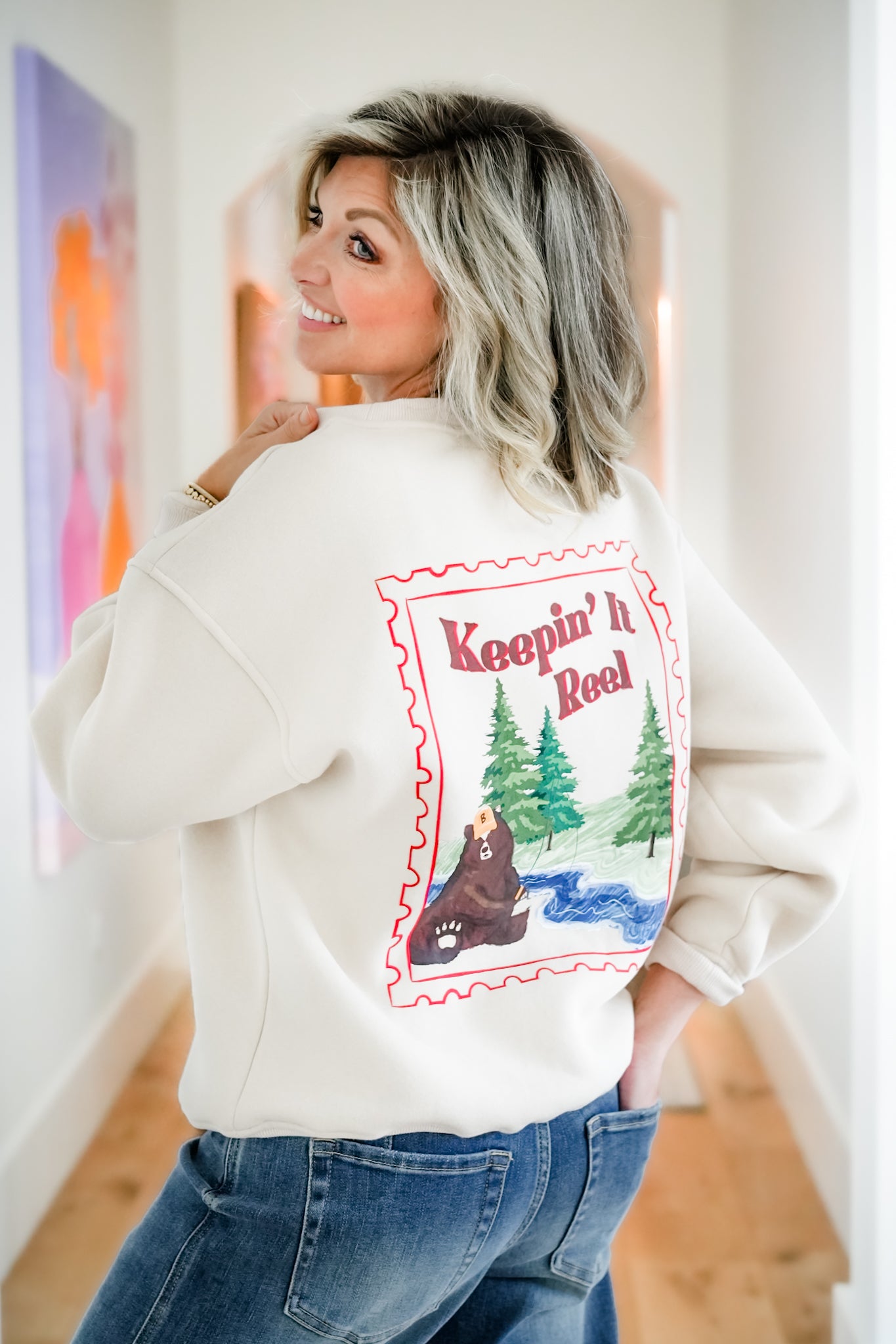 Long Sleeve "Keepin It Reel" Graphic Sweatshirt