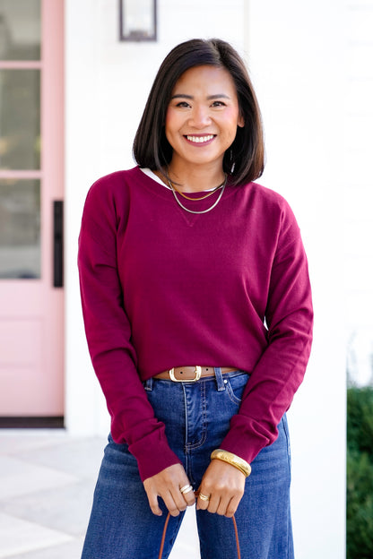 Solid Long Sleeve Pullover Sweater