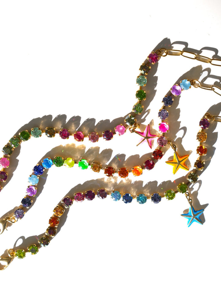TOVA Super Star Crystal Charm Anklet - Freckled Poppy