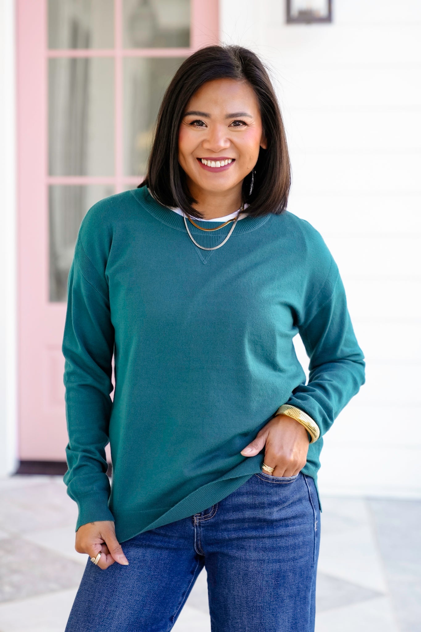 Solid Long Sleeve Pullover Sweater