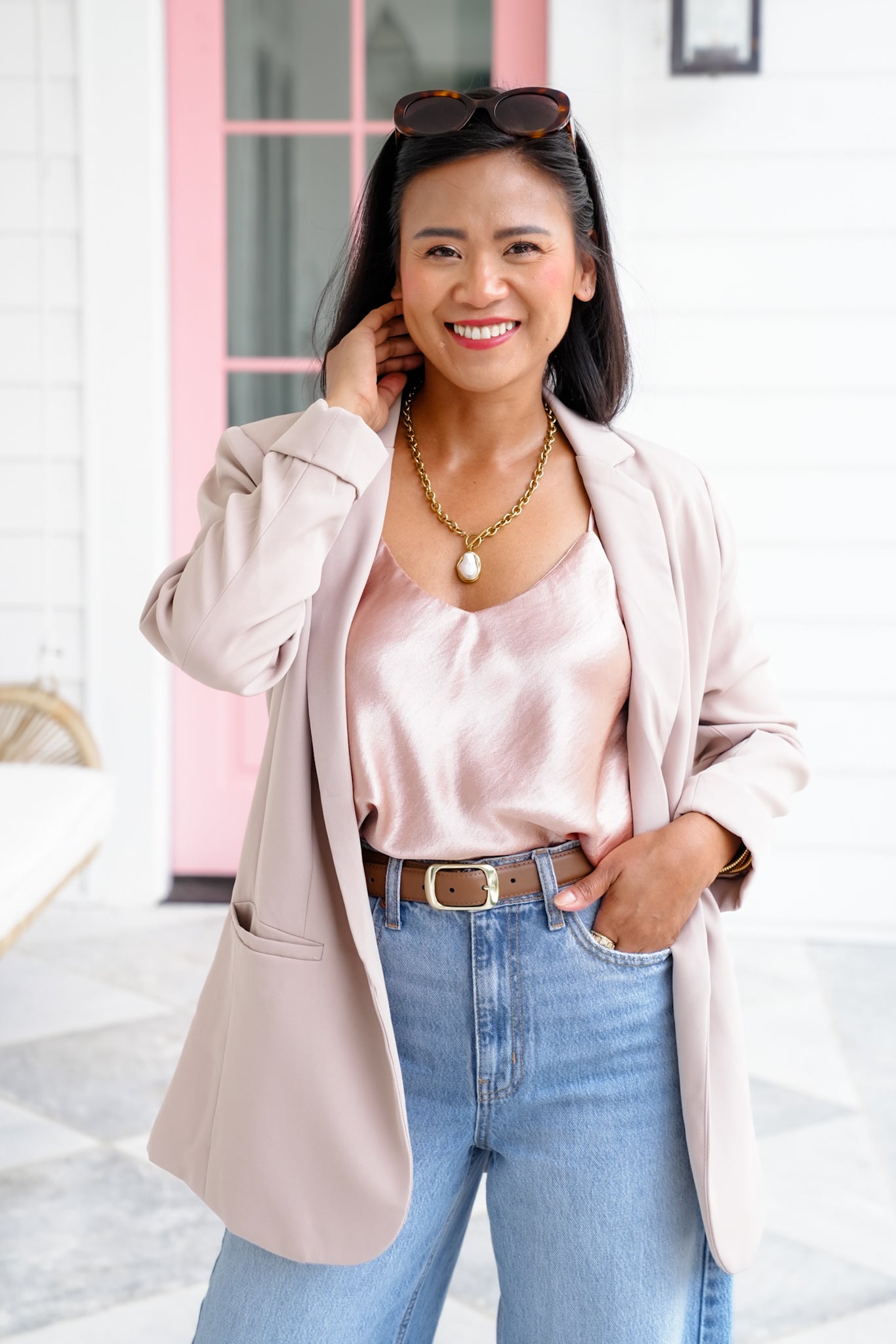 Solid Satin V Neck Camisole Top