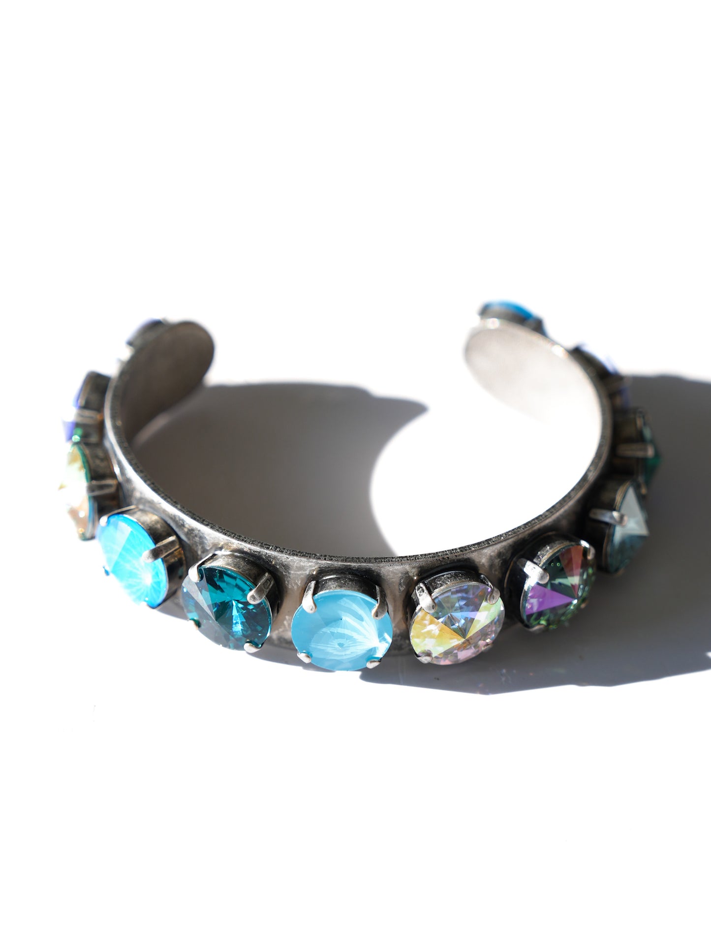 TOVA Keira Crystal Cuff In Antique Silver Fairy Blue Dust Blue Mix