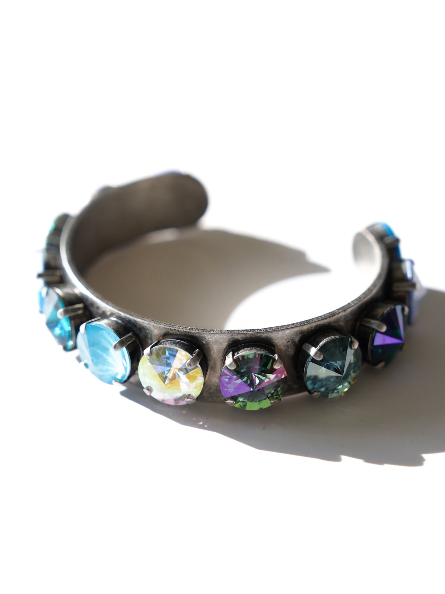 TOVA Keira Crystal Cuff In Antique Silver Fairy Blue Dust Blue Mix