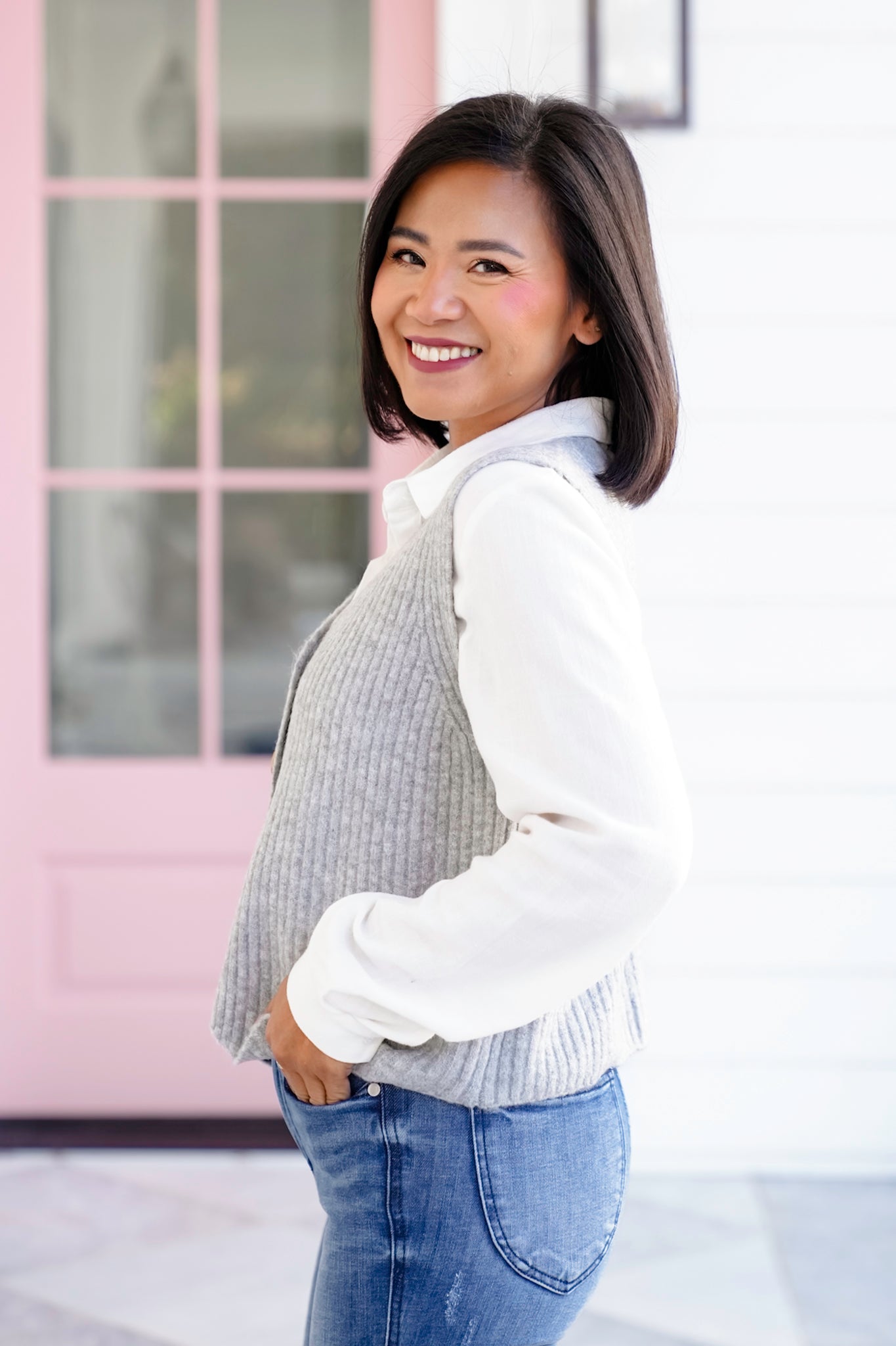 Ribbed Button Down Sweater Vest