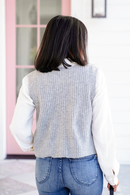 Ribbed Button Down Sweater Vest