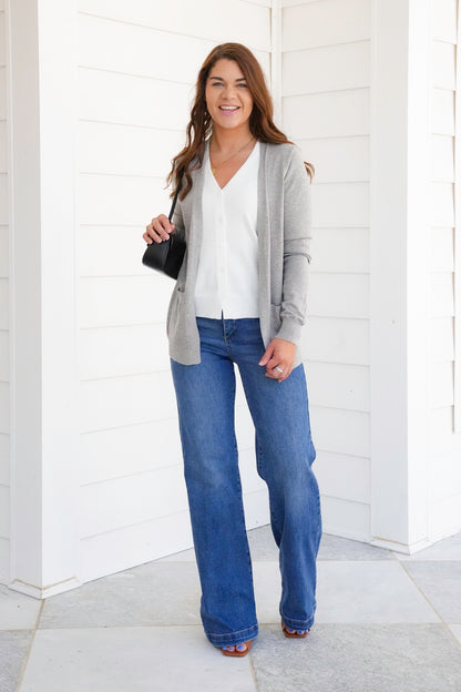 Solid Long Sleeve Layered Cardigan