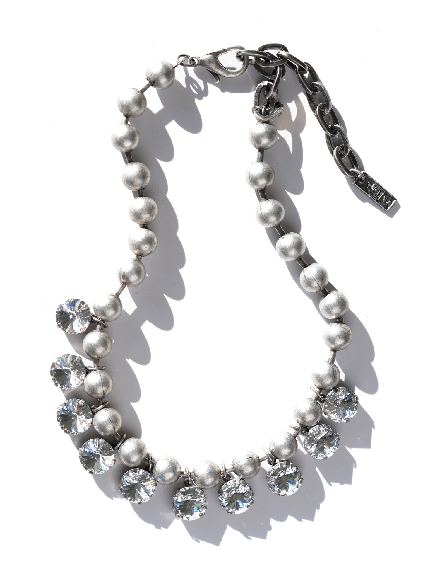 TOVA Anya Necklace in Antique Silver Clear