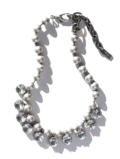 TOVA Anya Necklace in Antique Silver Clear