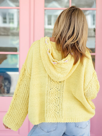 POL Long Sleeve V-Neck Hooded Sweater