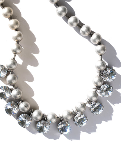 TOVA Anya Necklace in Antique Silver Clear