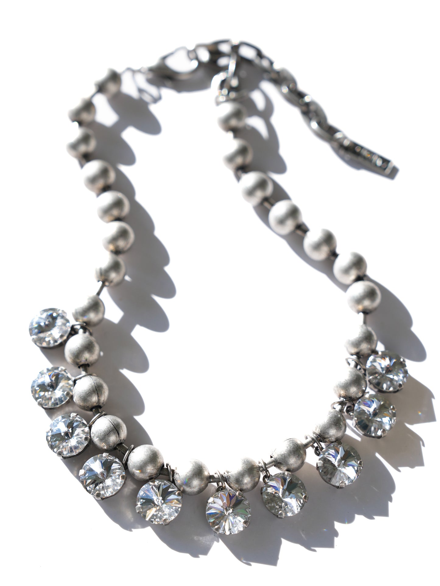 TOVA Anya Necklace in Antique Silver Clear