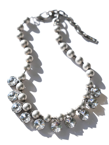 TOVA Anya Necklace in Antique Silver Clear