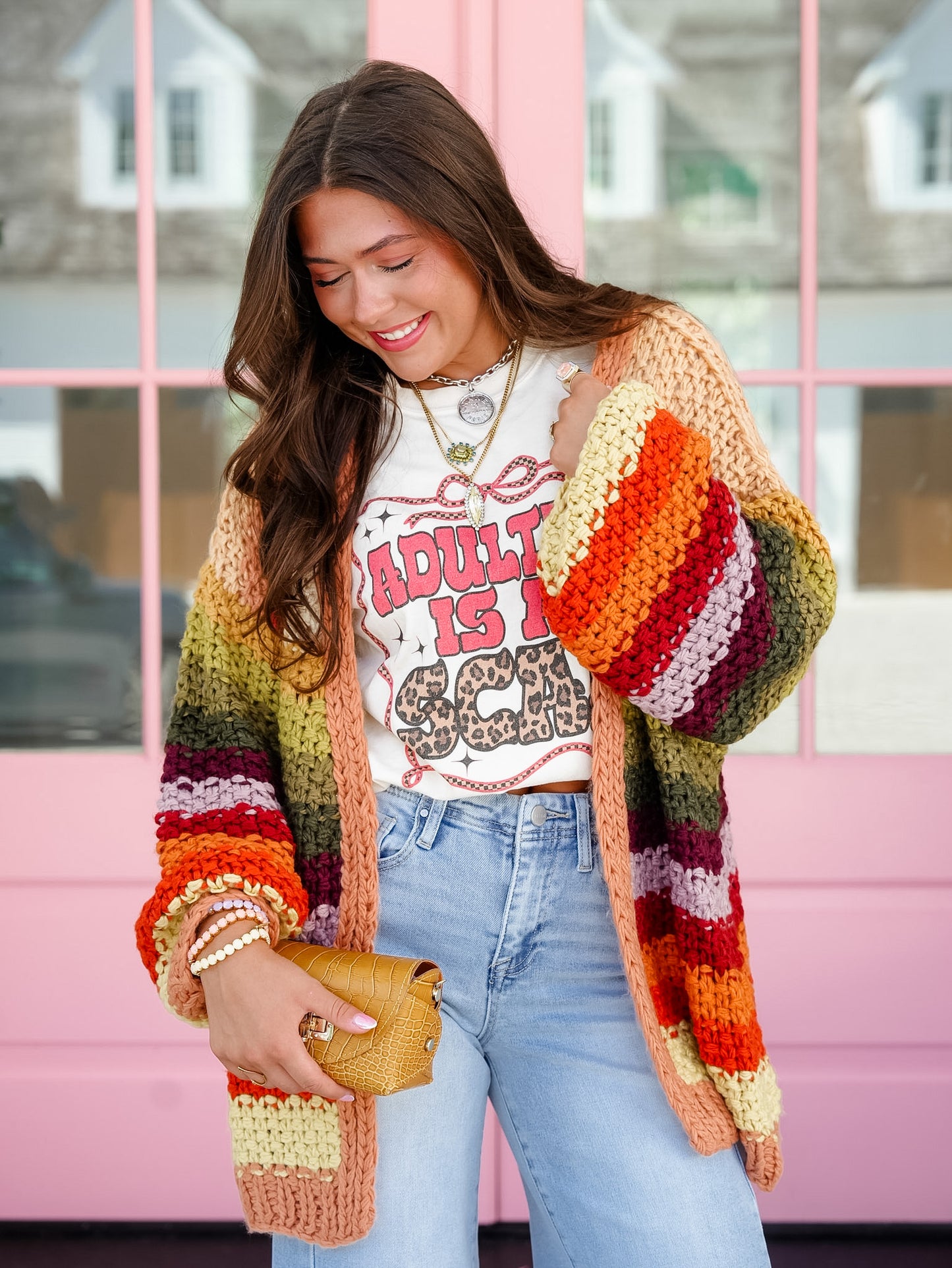 Crochet Long Sleeve Open Front Cardigan
