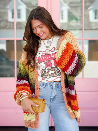 Crochet Long Sleeve Open Front Cardigan