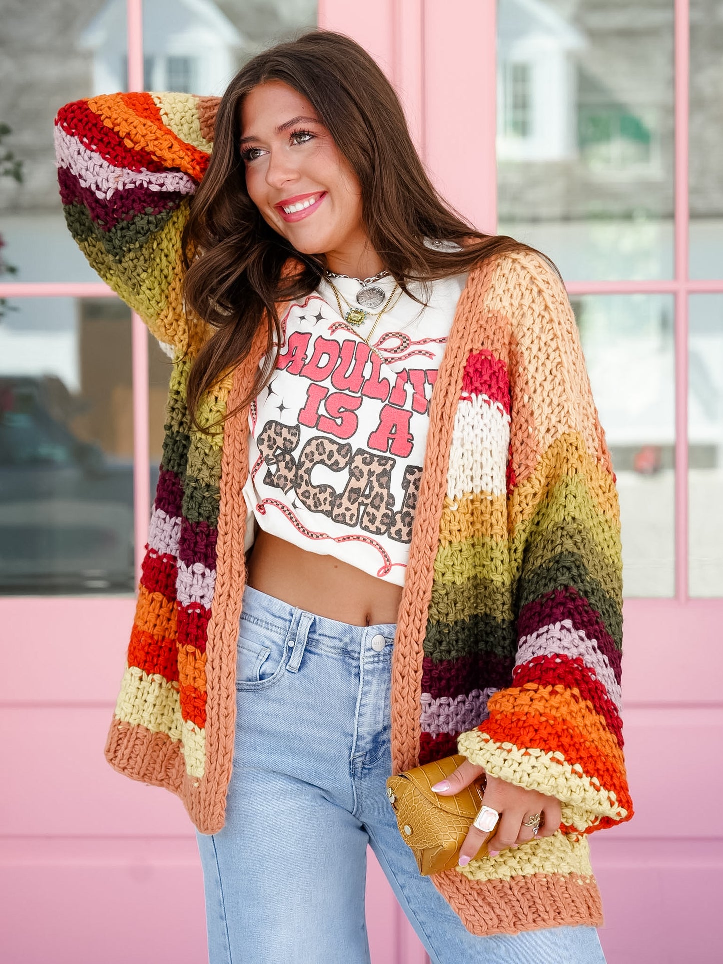 Crochet Long Sleeve Open Front Cardigan