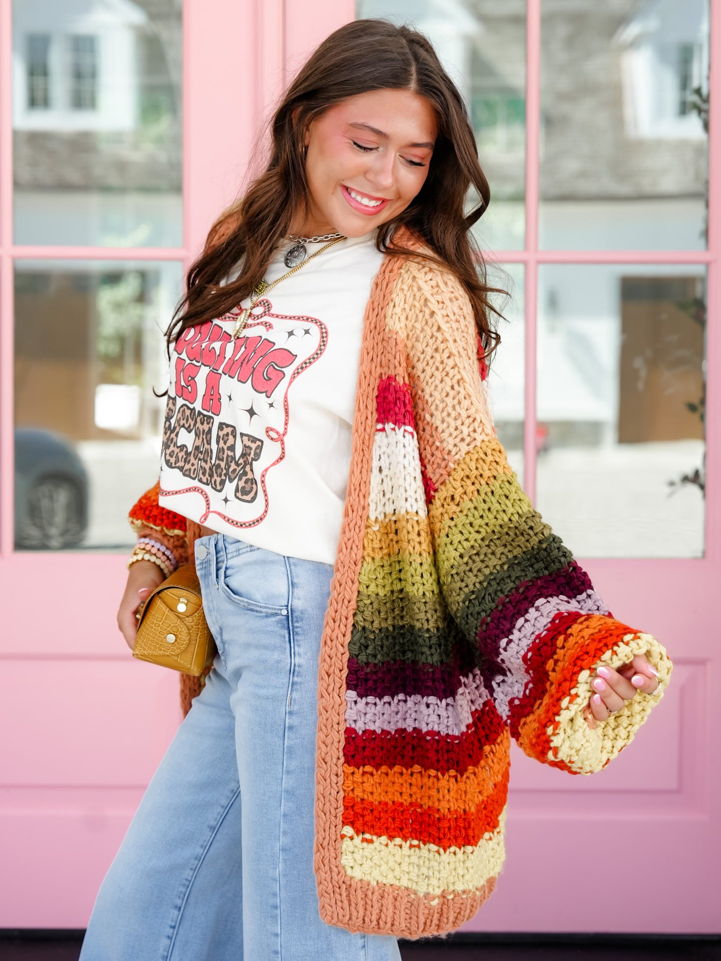 Crochet Long Sleeve Open Front Cardigan