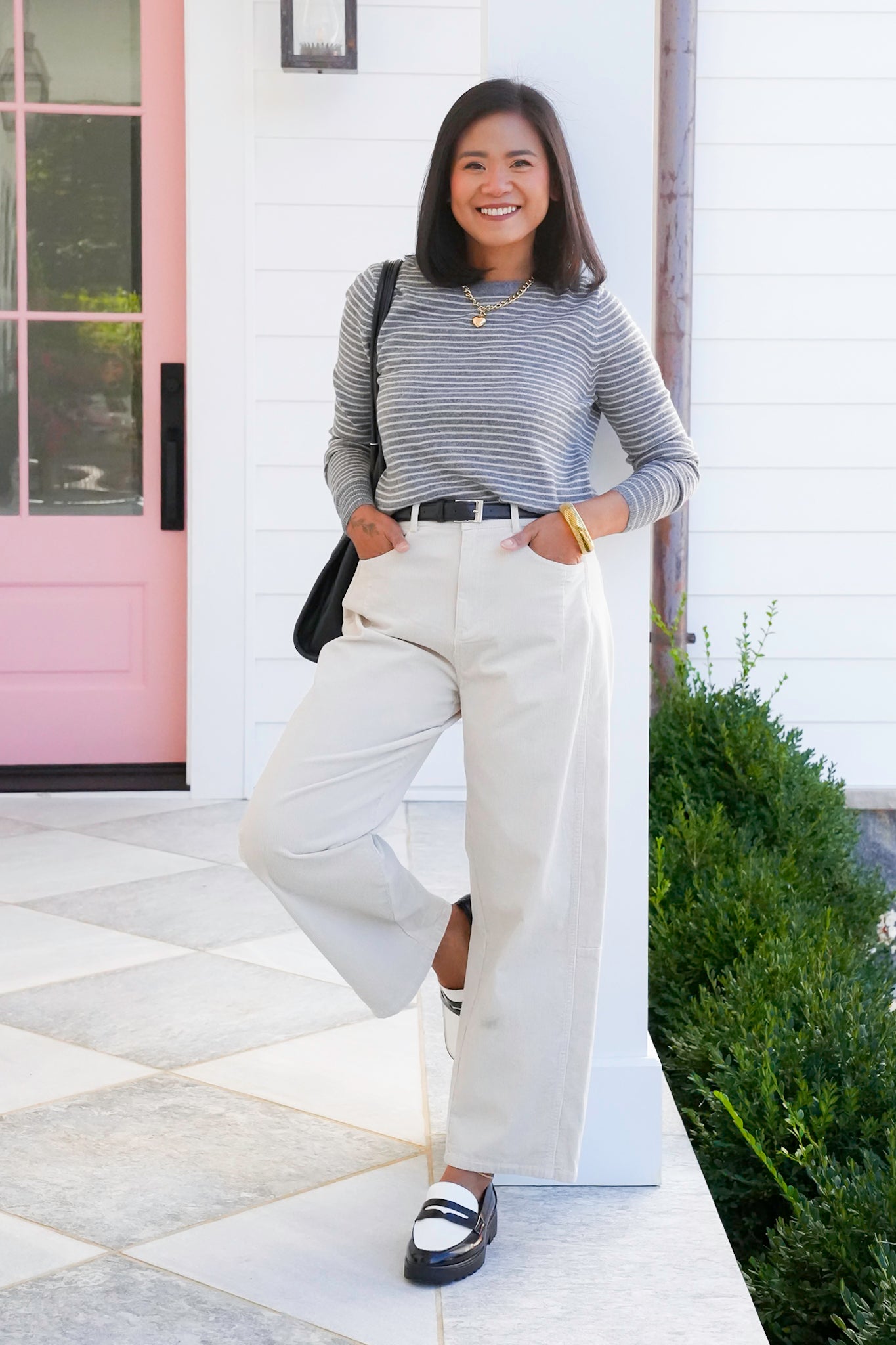 Stripe Long Sleeve Crew Neck Pullover Sweater