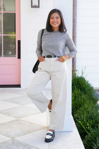 Stripe Long Sleeve Crew Neck Pullover Sweater