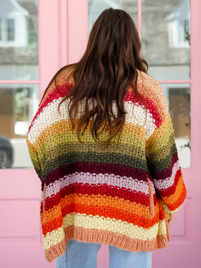 Crochet Long Sleeve Open Front Cardigan