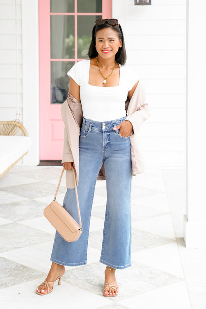 Short Sleeve Square Neck Bodysuit