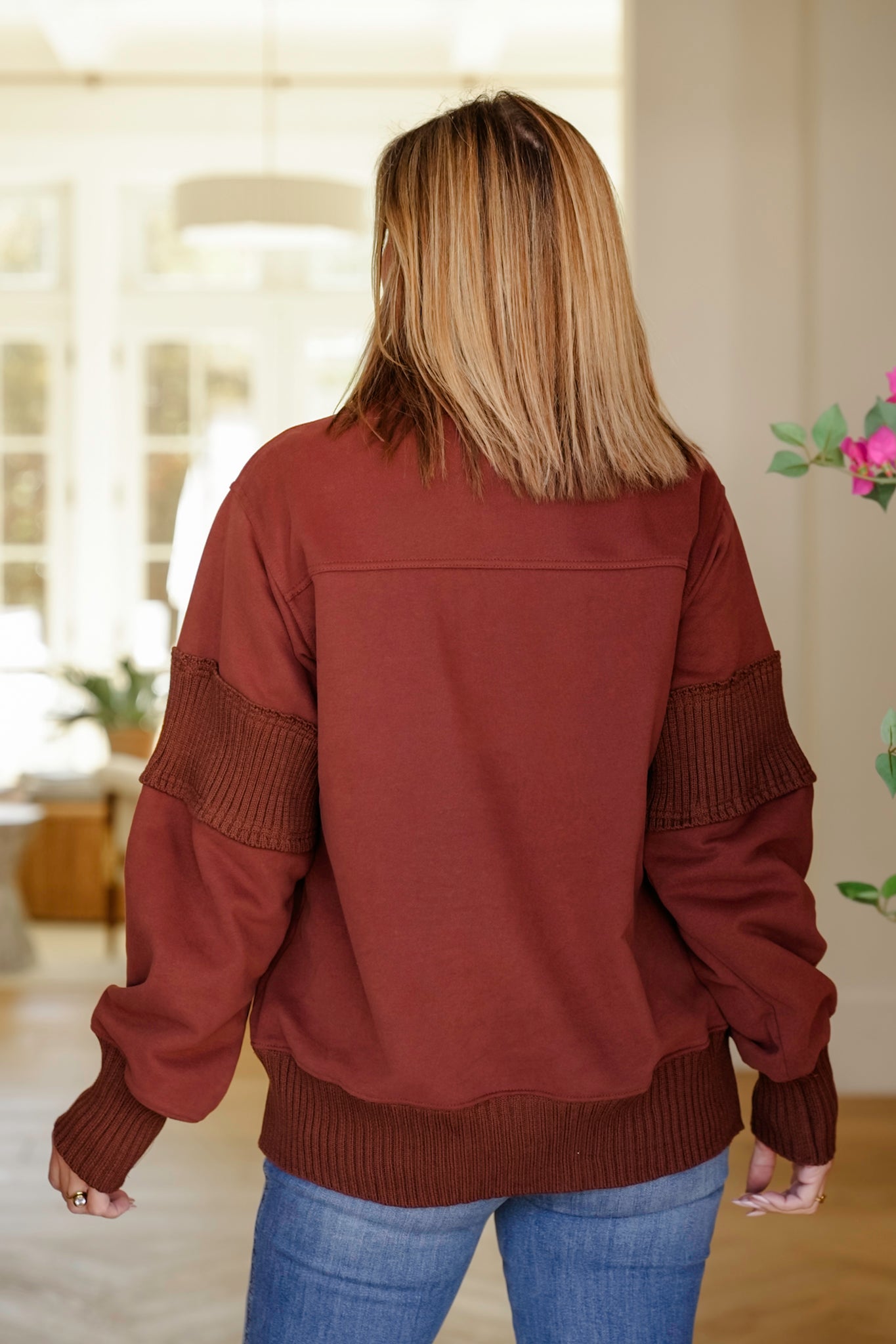 Plus/Reg Long Sleeves Half Zip Pullover Sweater