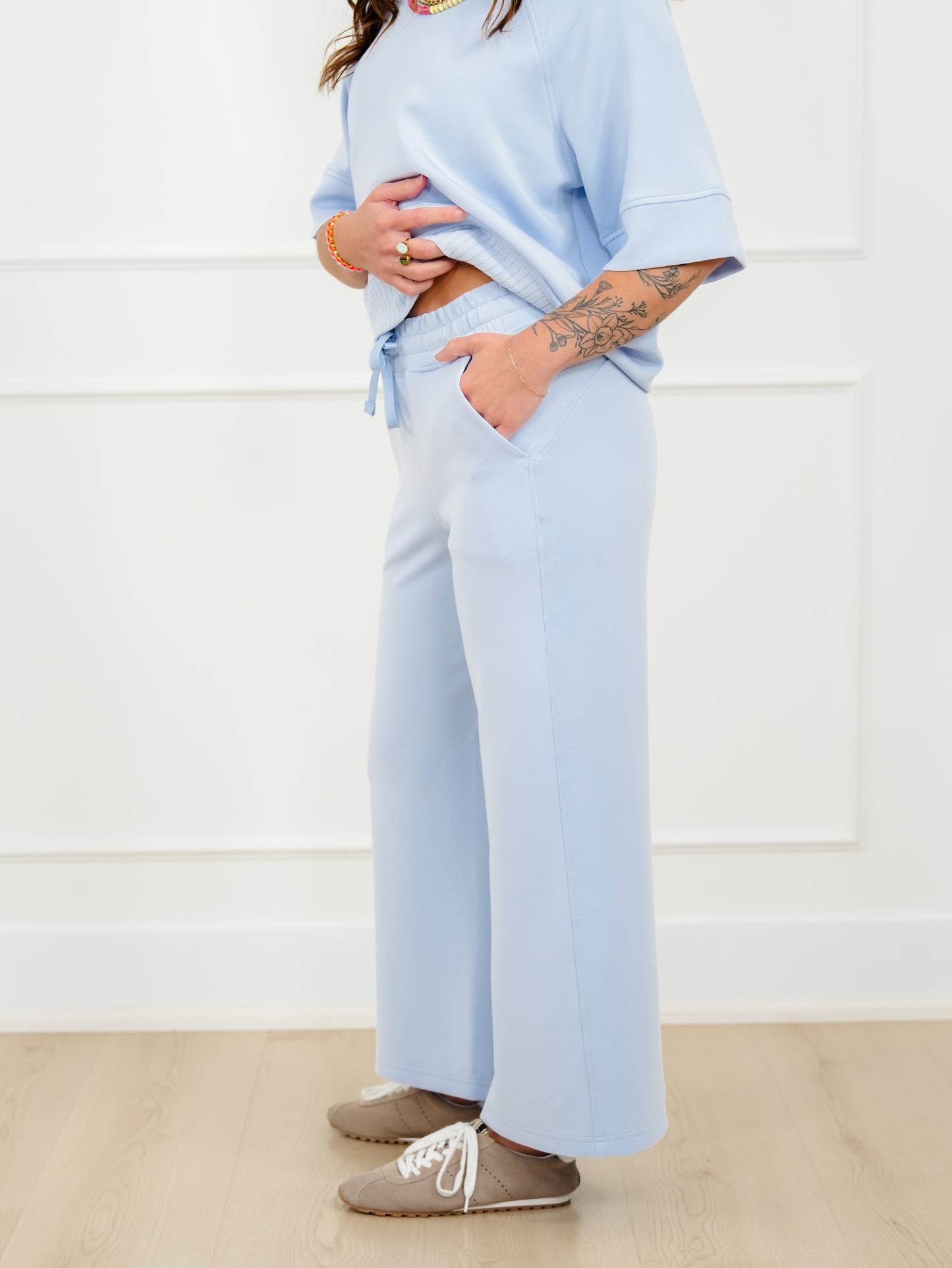 Elastic Waist Wide Leg Knit Pants